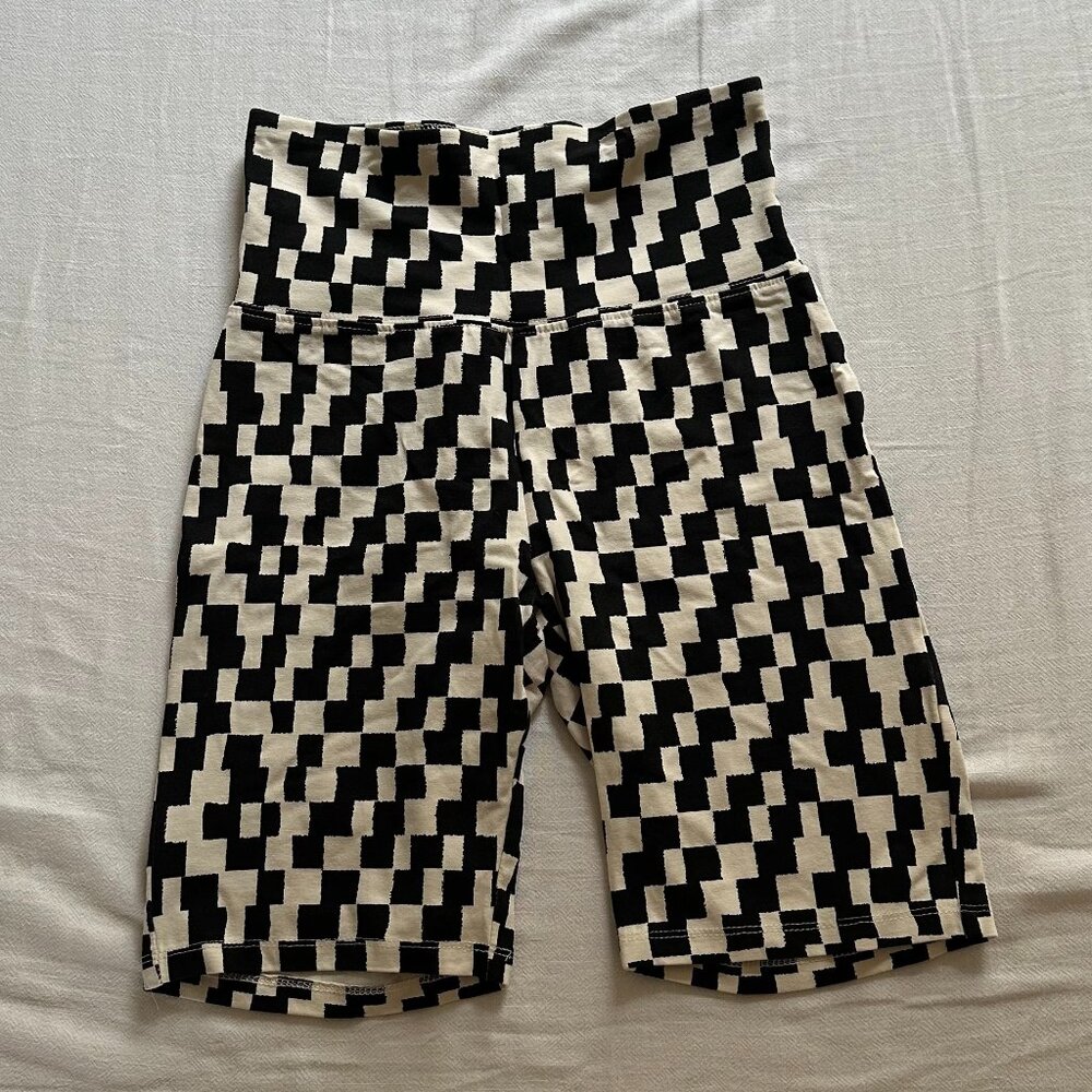 BP Nordstrom Black & White Checkered Bike Shorts - Women's XS